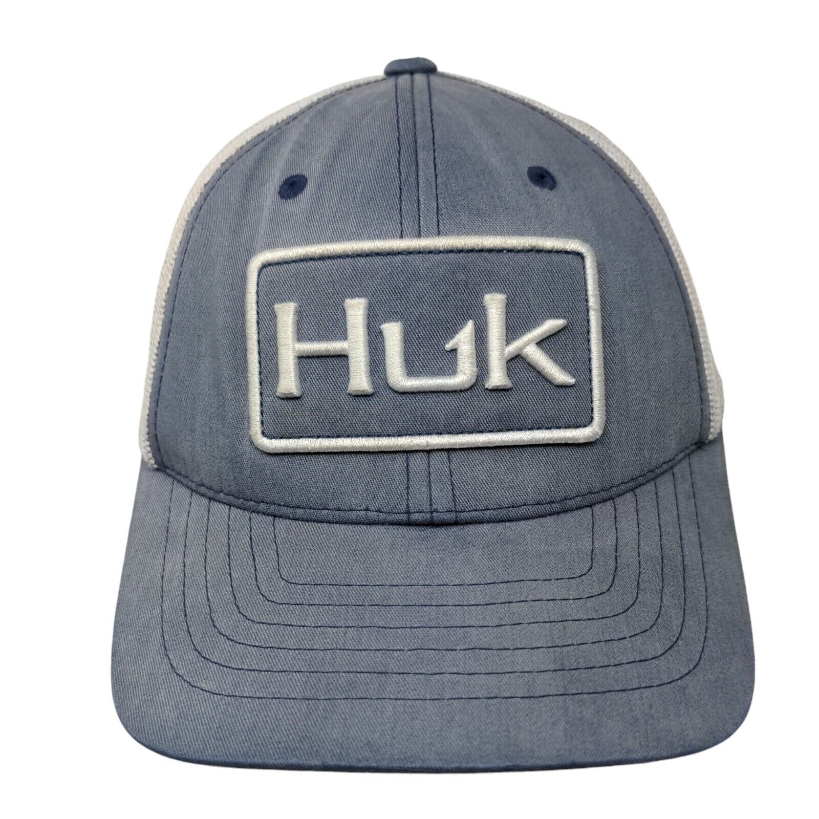 Huk Fishing Snapback Trucker Hat Blue Osfm Adjustable Mesh Back Yupoong